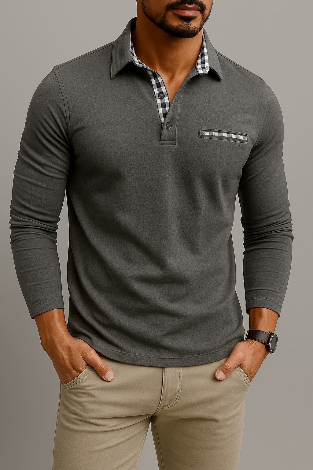 Lucien™ | Polo à Carreaux Contrasté Homme